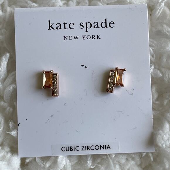 Kate Spade Precious Delights Delicate Studs Earrings NEW Peach Sparkly - Picture 1 of 7